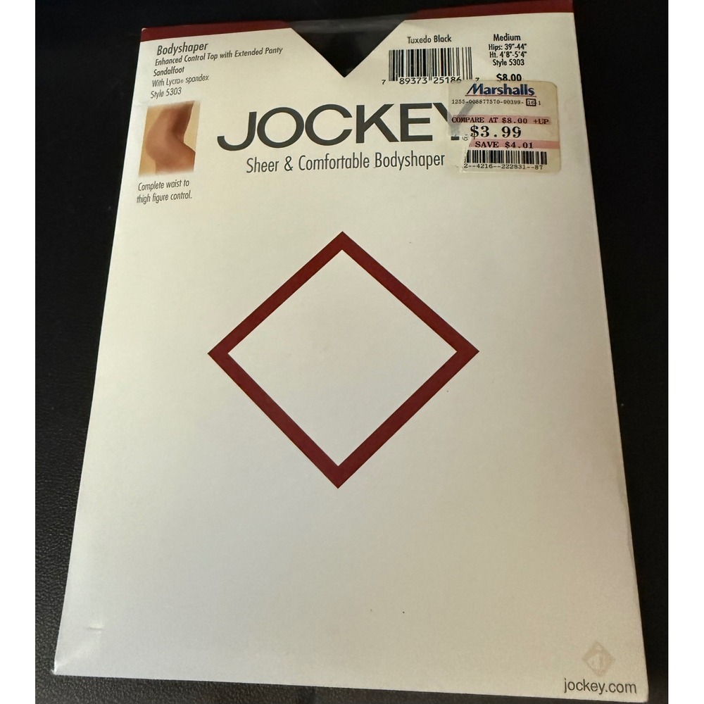 Jockey Womens Medium Bodyshaper Pantyhose Tuxedo Black Sheer Control Top NEW